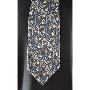 Vintage Crooks & Creed London Golf Clubs Balls All Silk Necktie 59" Navy